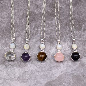 Kristalna ogrlica črni ahat – roke – ogrlica za ZAŠČITO