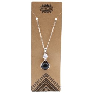 Kristalna ogrlica črni ahat – roke – ogrlica za ZAŠČITO