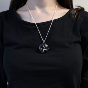 Kristalna ogrlica ČRNI ONIKS – drevo življenja